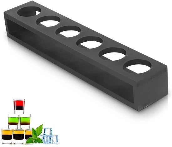 Tazza da shot 6-gatti - Supporto per bicchieri - Servizio per bevande - Whisky/Vodka/Rum/Cocktail - Elegante/Nero - Facile da pulire