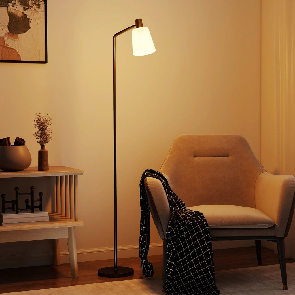Lampada da Terra LED con Testa Girevole a 350° Regolazione Temperatura del Colore Nero