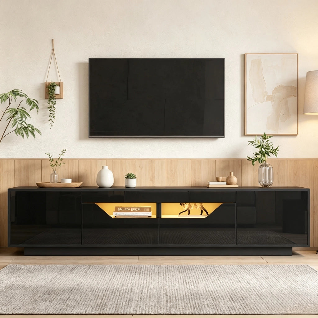 Mobile TV con 2 cassetti; 2 vani aperti e 2 ante; LED controllato da app; per soggiorno; 180 × 40 × 45 cm