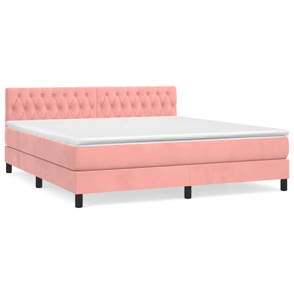 Giroletto a Molle con Materasso Rosa 180x200 cm in Velluto 3141502