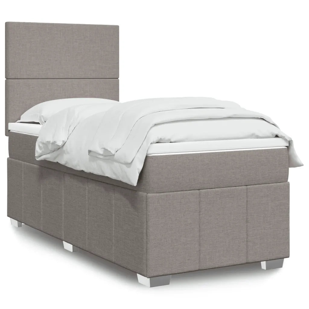 Letto singolo | Letto per adulti | Giroletto a Molle con Materasso Tortora 90x200 cm inTessuto