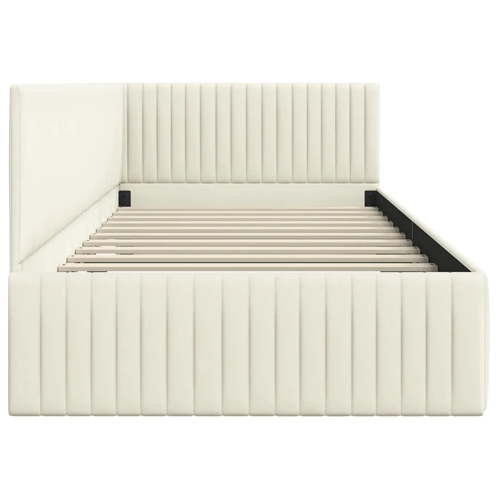 Cornice del letto ad angolo Crema 100 cm x 200 cm Velluto 42016283