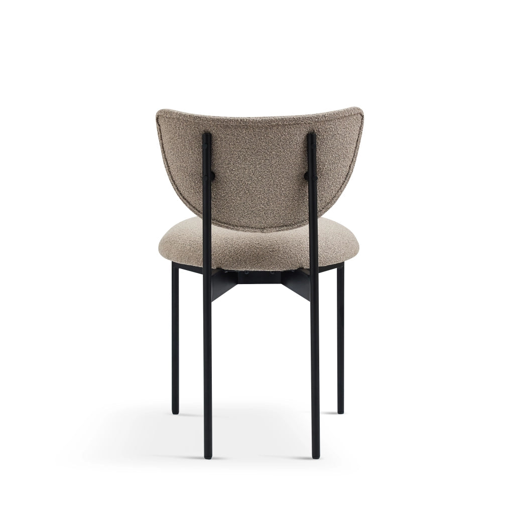 Sedia da Pranzo Set da 2 con Design Senza Braccioli Salvaspazio, in Tessuto e Metallo Beige 56 × 48 × 72 cm