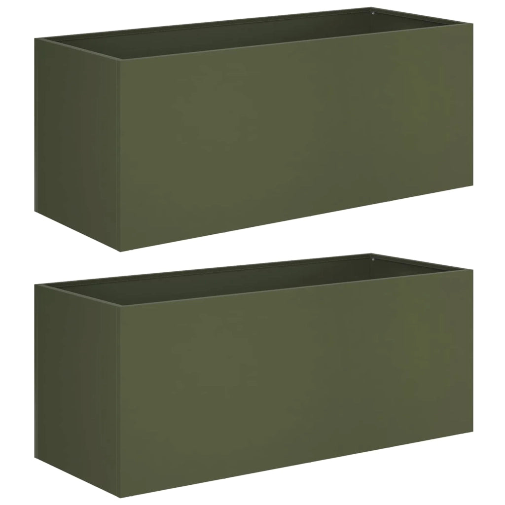 Vaso da giardino 2 pz Verde Oliva 100 x 40 x 40 cm 8005253