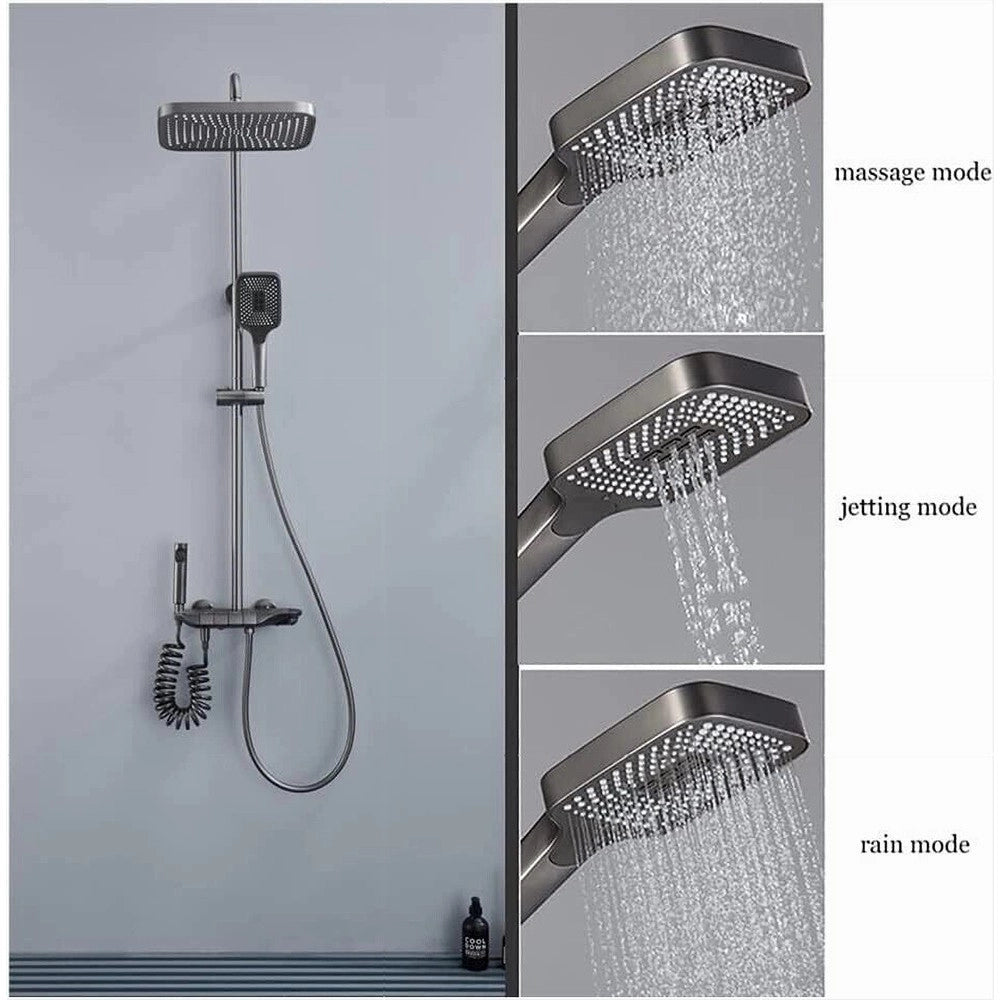 Trade Shop - Set Saliscendi Bagno Colonna Doccia Miscelatore Rubinetto Soffione Doccetta Bidet 87346 -