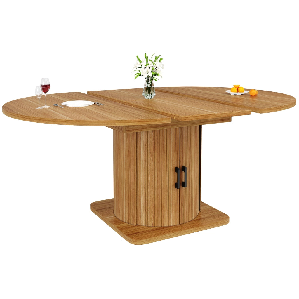 Tavolo allungabile con 4 sedie e vano contenitore, per cucina e soggiorno, in MDF e lino, nero marrone, 118 × 118 × 76 cm