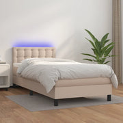 Giroletto Molle Materasso e LED Cappuccino 80x200 cm Similpelle 3134194