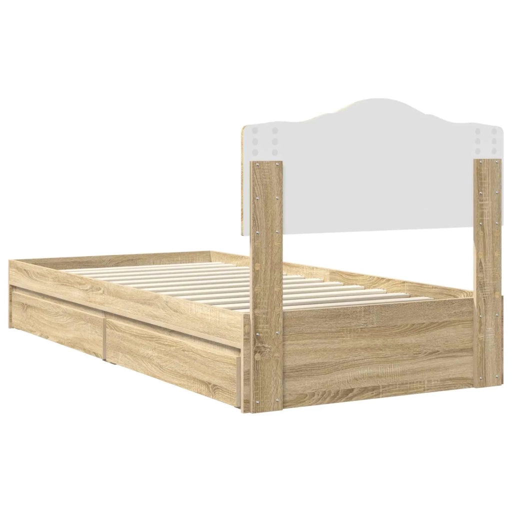 Letto con Contenitore con testiera Rovere Sonoma 90 x 200 cm