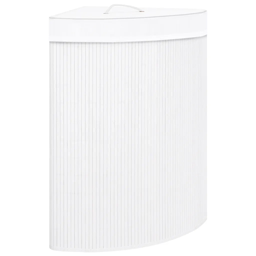 Cesto Portabiancheria Angolare in Bambù Bianco 60 L 320763