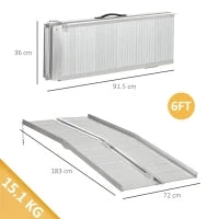 Rampa per Sedia a Rotelle in Lega di Alluminio Antiscivolo Capacità 272kg, 183x72x5cm