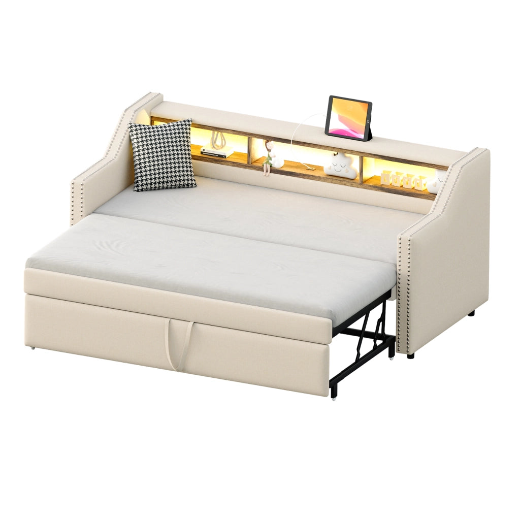 Letto divano estraibile in juta 90/180x190 cm