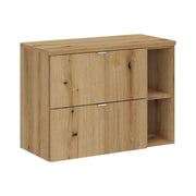 Set da bagno sospeso VANO effetto rovere 80cm: mobile sotto lavabo con cassetti + nicchie a vista + piano per lavabo