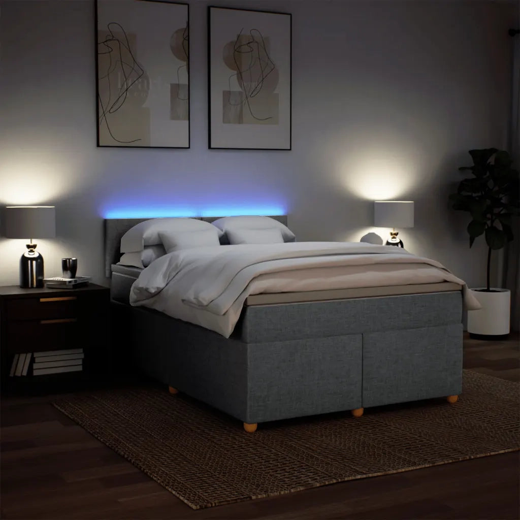 Giroletto a Molle con Materasso Grigio Chiaro 140x190cm Tessuto