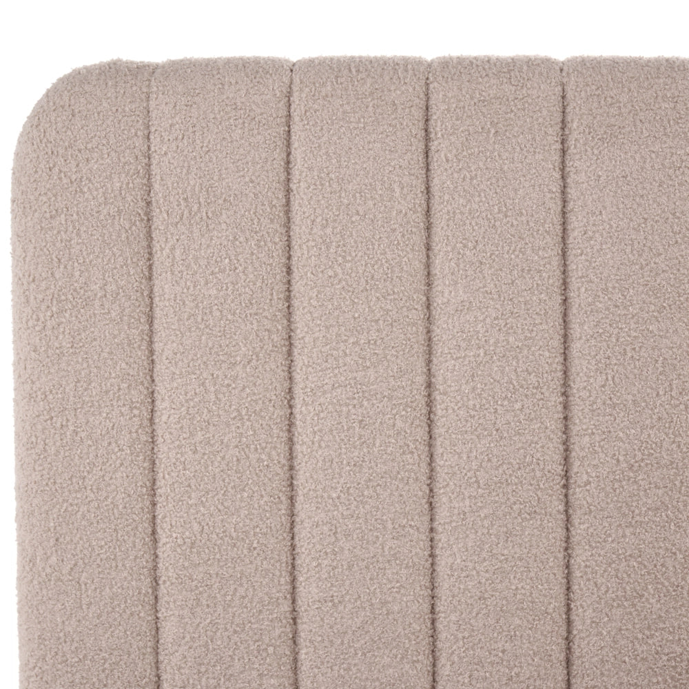 Letto matrimoniale con contenitore imbottito Boucle tessuto beige 180 x 200 cm con testiera e pediera contenitore sollevabile