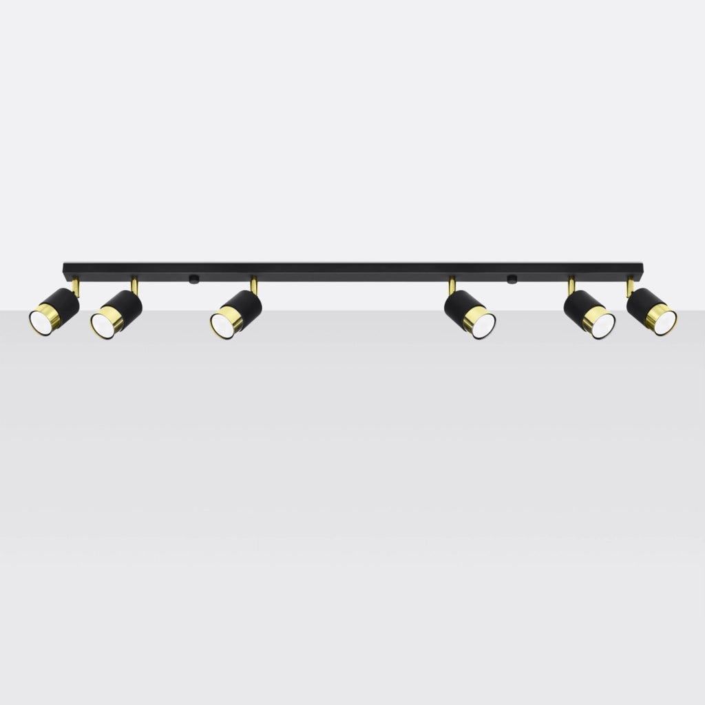 Spot soffitto lineare nero/oro 6xGU10 10W OSCURO Pure Lume