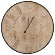 Orologio da parete rotondo con struttura in ferro dorato design retrò MDF 60 cm quadrante in legno chiaro