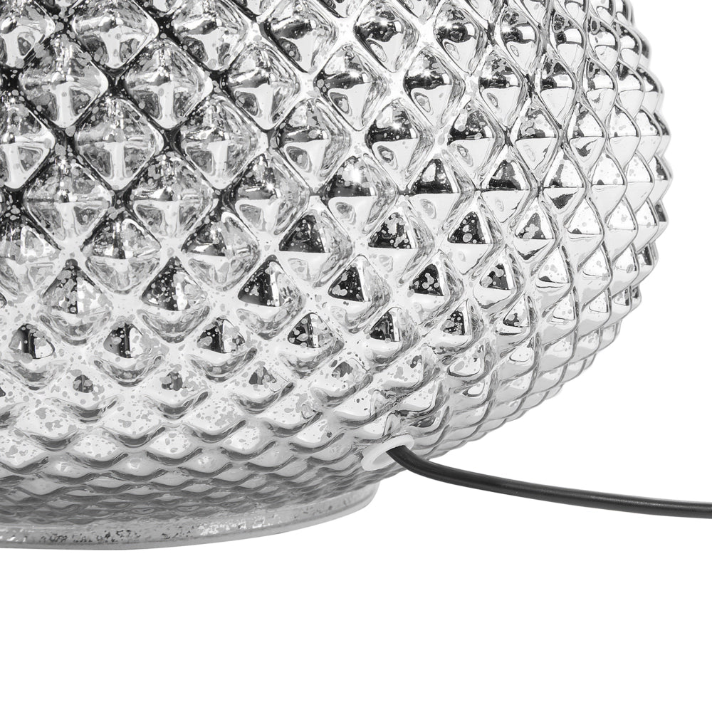 Lampada da Tavolo Metallo Argento 55H cm Paralume paralume in policotone Bianco Glam