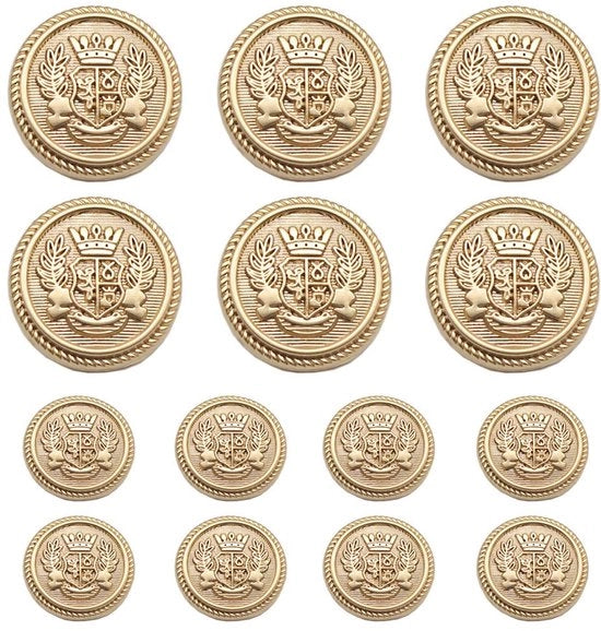 Punti di plastica in oro 15mm 20mm metallici per borse, giacche, cappotti, giacche, uniformi (MBM21)