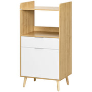 EasyComfort Mobiletto per Microonde in Truciolato con Ripiano Superiore, Cassetto Scorrevole e Armadietto, 58x40x118 cm
