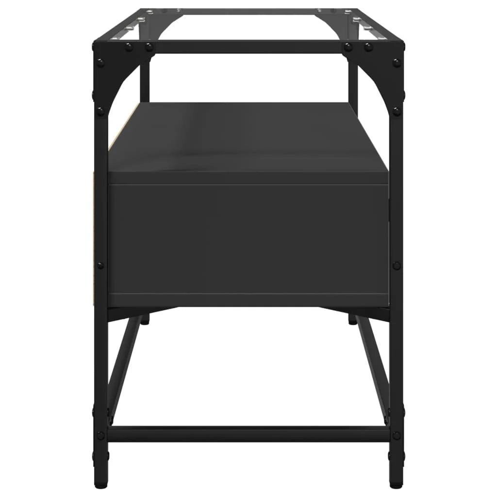 Mobile TV multimediale scaffale per TV mobile TV sala da pranzo soggiorno camera da letto con piano in vetro 80 x 35 x 51 cm legno ingegnerizzato nero 02_0027614
