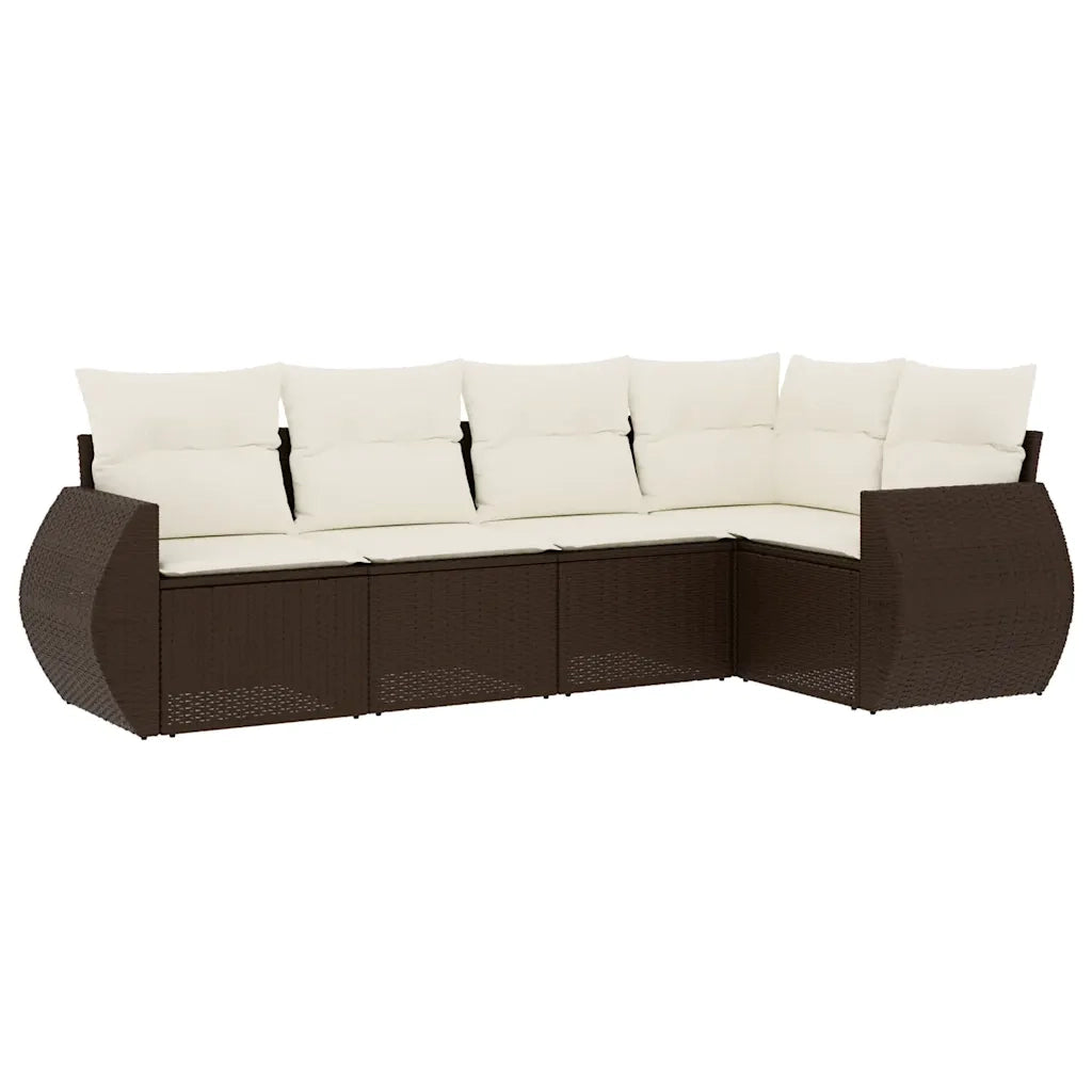 Set Divano da Giardino 5 pz con Cuscini Marrone in Polyrattan 3253670