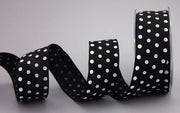 Decorazione a punti nero-bianco 20 m x 40 mm - Rotolo di nastro di regalo a filo 4 cm - Polka dotty a strisce - Pasqua festa di compleanno - Nastro con bordo a filo per bambini