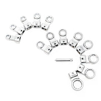 Set di chiavi a rulli di tensione con 13 attacchi, tra cui otto 12 lati da 12-19 mm e cinque profili E con pratica valigetta