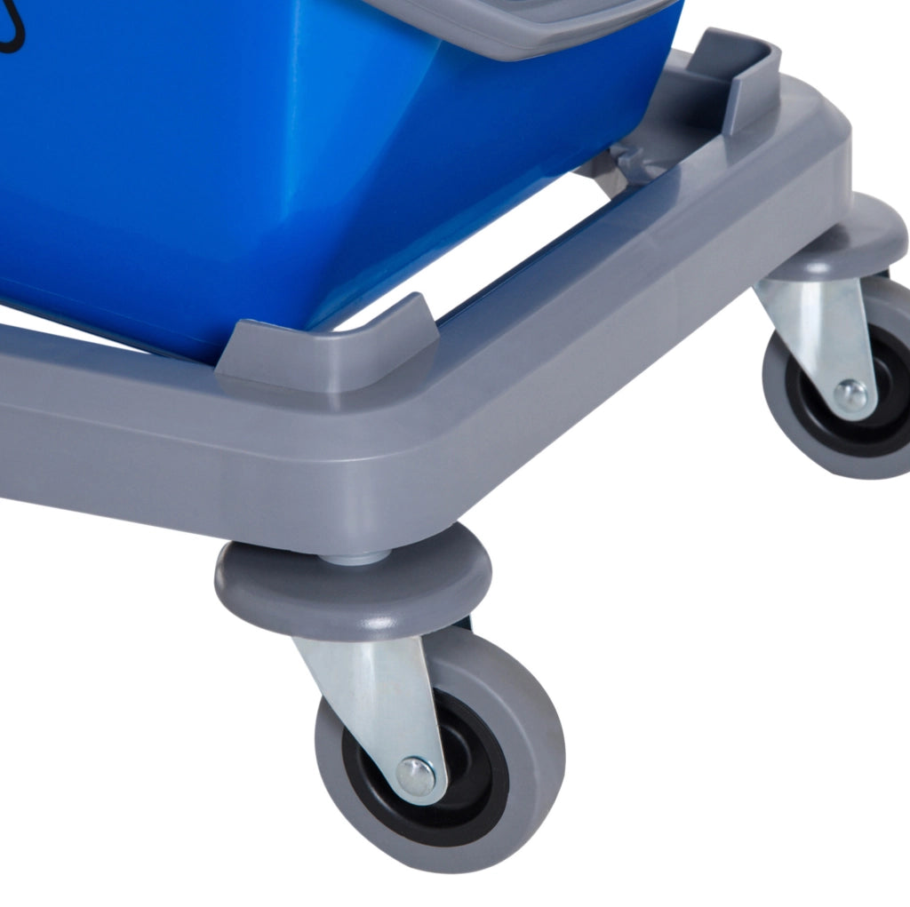 Carrello per pulizia con due secchi, strizzatore e quattro ruote