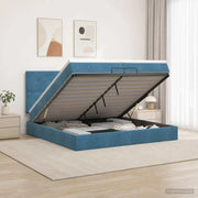 Letto ottomano con materasso Blu Scuro 200 x 200 cm Velluto 3457747