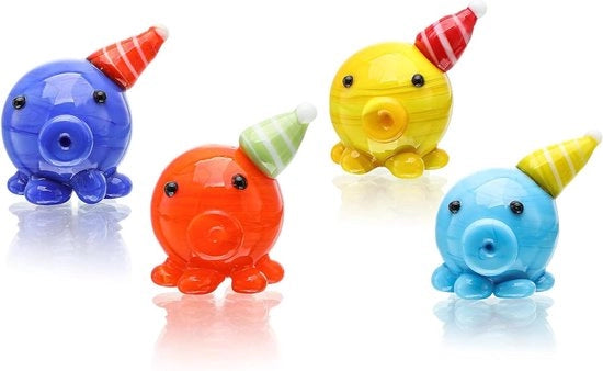 Set di Ornamenti di Ottantotto a forma di Polpo con Cappuccio e Presse-papier in Vetro per Decorazione di Casa e Ufficio - Miniature Animali Marini per la Collezione