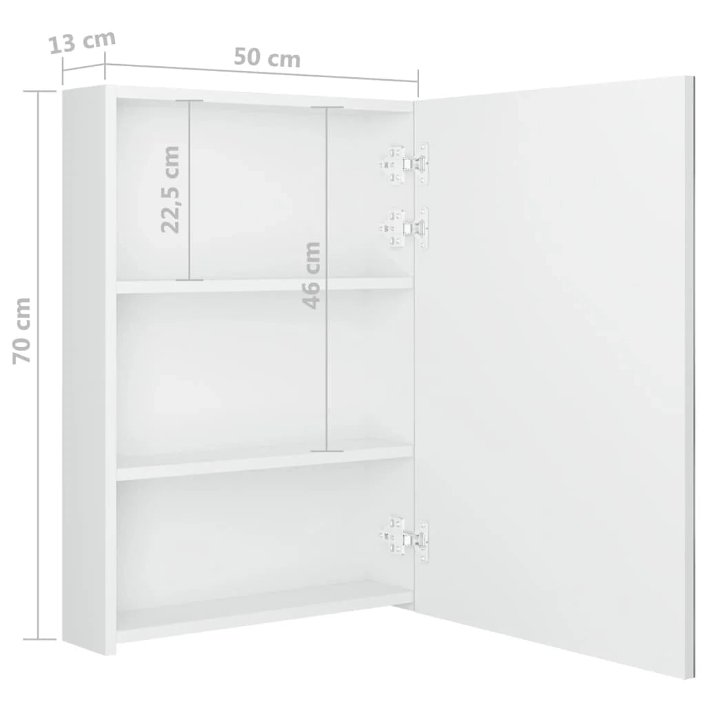 Mobile da bagno con specchio LED 50 x 13 x 70 cm bianco lucido 02_0006581