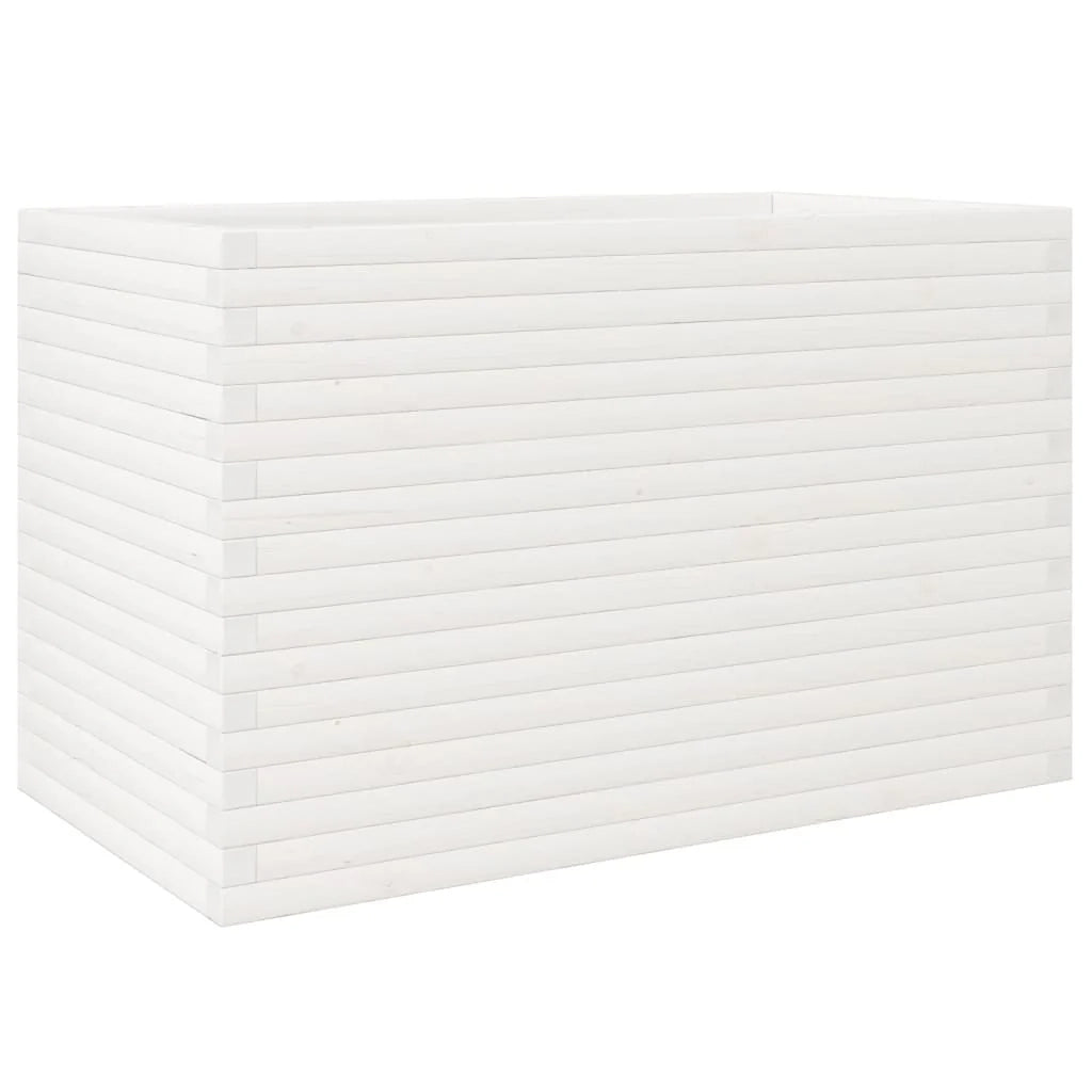 Fioriera rialzata per piante fiori patio giardino 110 x 60 x 68,5 cm legno di pino massiccio bianco 02_0037382
