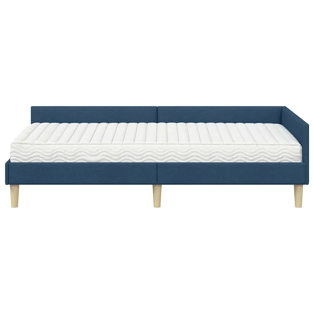 Struttura Letto Angolare con Materasso 2 pcs Blu Tessuto 3393684