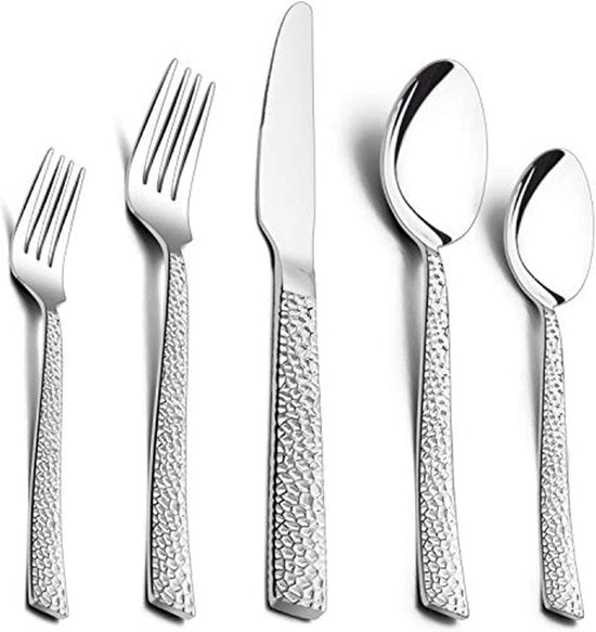 Set di Cucina da 30 Pezzi in Acciaio Inossidabile - Forchetta e Cucchiaio - Set di Cucina per 6 Persone - Manico di Mazzuola - Cucina da Tavola per Casa Festa Hotel Ristorante - Laccato con Finitura Liscia Alta