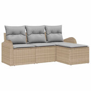 Set di divani 4 pz | Set Salotto da Giardino Beige e Grigio Chiaro polyrattan
