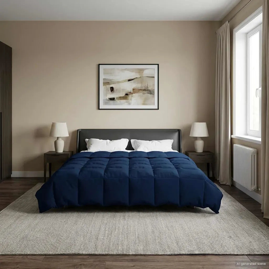 Duvet Invernale Trapuntato Blu Scuro 200 x 220 cm Microfibra