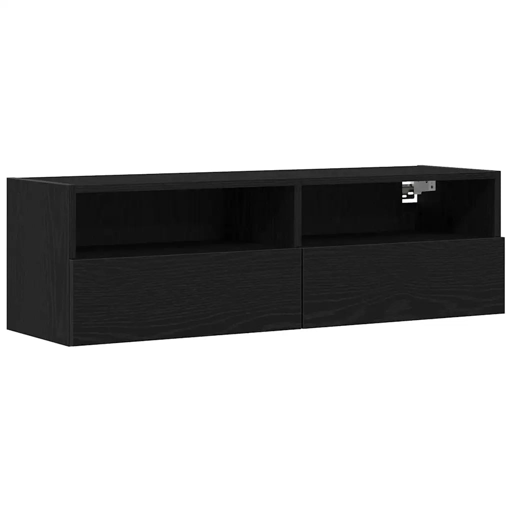 Mobile TV da parete-Mobile TV a Muro-Credenza TV Rovere Nero 100 x 30 x 30 cm