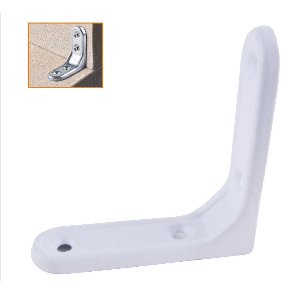 Trade Shop - 2pz Lastrina Ad Angolo 75x75mm Bianca Sostegno Staffa Angolare Viti Mobile 94781 -