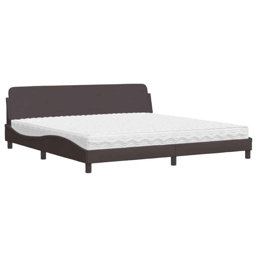 Letto con Materasso Dover Marrone Scuro 200x200 cm in Tessuto