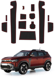 Materassini antiscivolo per Dacia Duster 3 III 2024-2025, tappeti in gomma per contenitore di archiviazione nella console centrale, tappeto per contenitore di bicchieri, tappeto antiscivolo per laurenze (rosso) P1310