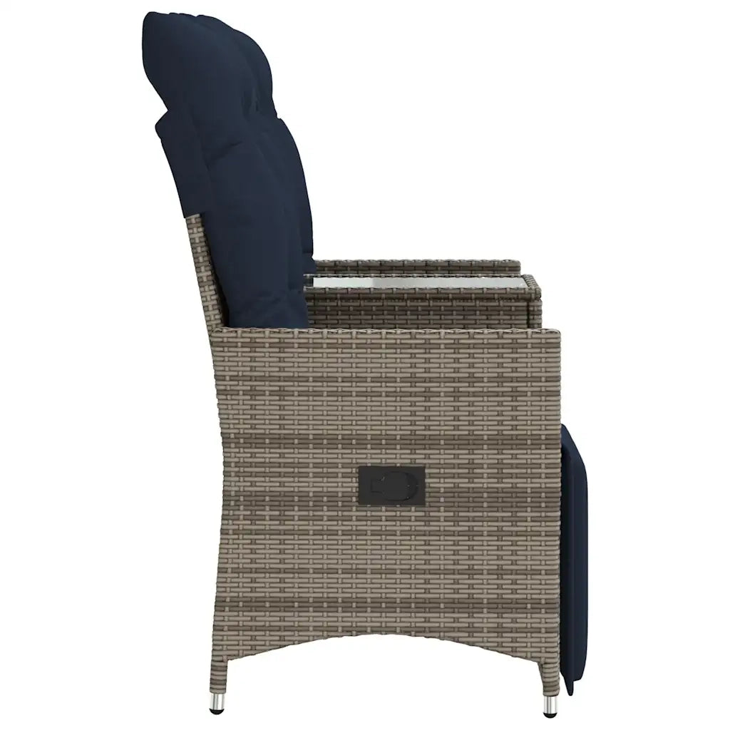 Divano da giardino reclinabile a 2 posti con tavolo grigio in polyrattan 365719