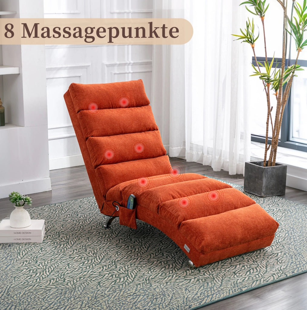 POLTRONA MASSAGGIANTE Fissa 55x148x84 cm Lino Arancione