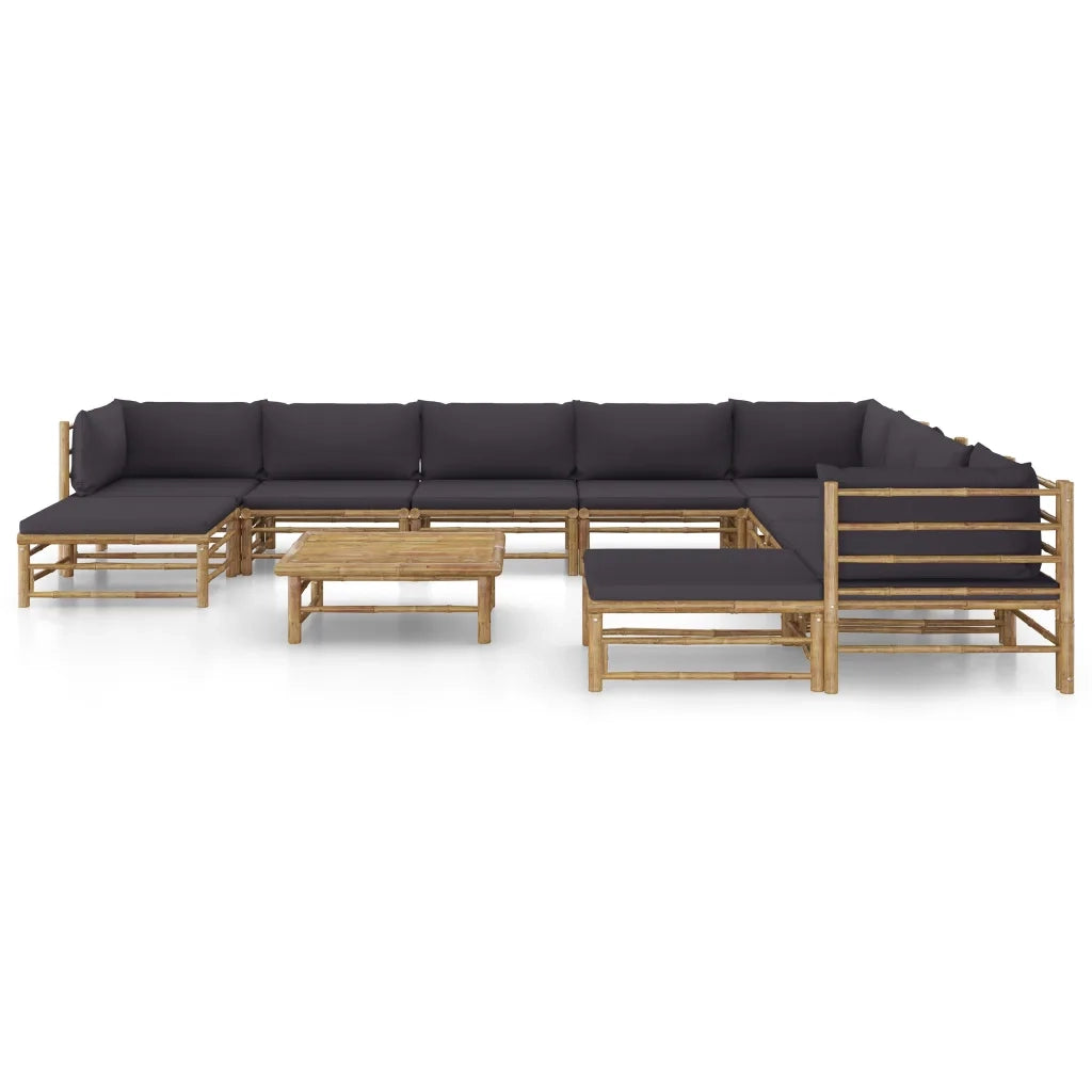 Set Divani da Giardino 11 pz con Cuscini Grigio Scuro in BambÃ¹ cod mxl 44389