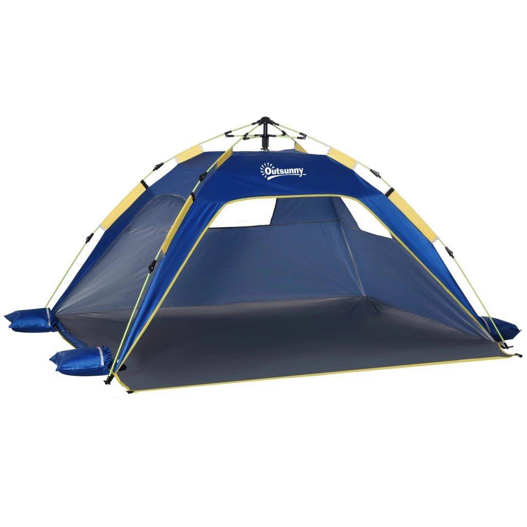 Tenda da Spiaggia Pop Up 2 Persone ¨C zephmum ¨C Blu Giallo 220x173x120 cm