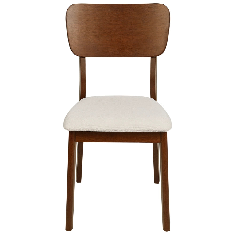 Set di 2 sedie da pranzo in legno di gomma beige chiaro Seduta imbottita in poliestere Legno scuro