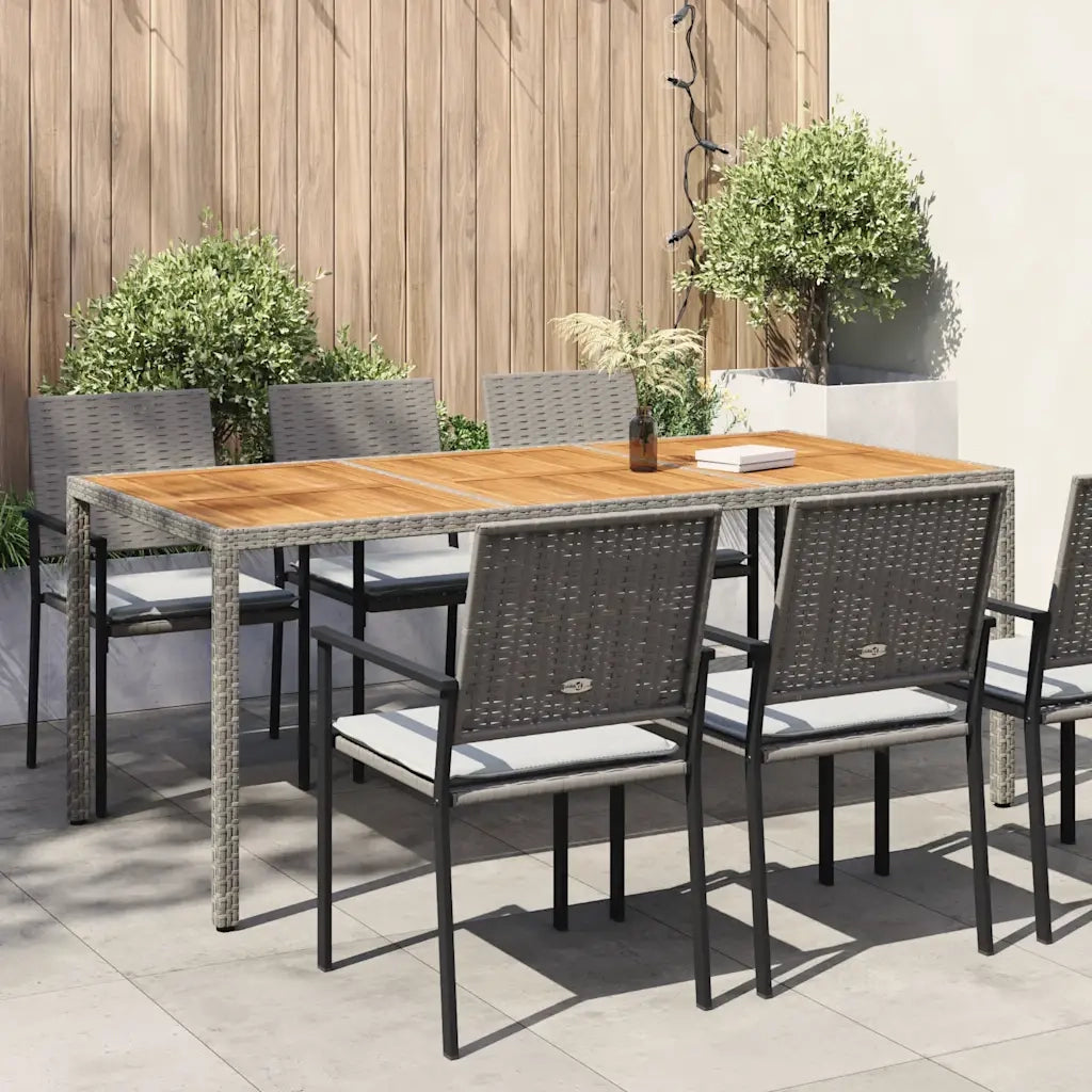 Tavolo Giardino | Tavolino da esterno 190x90x75 cm Polyrattan Legno di Acacia Grigio