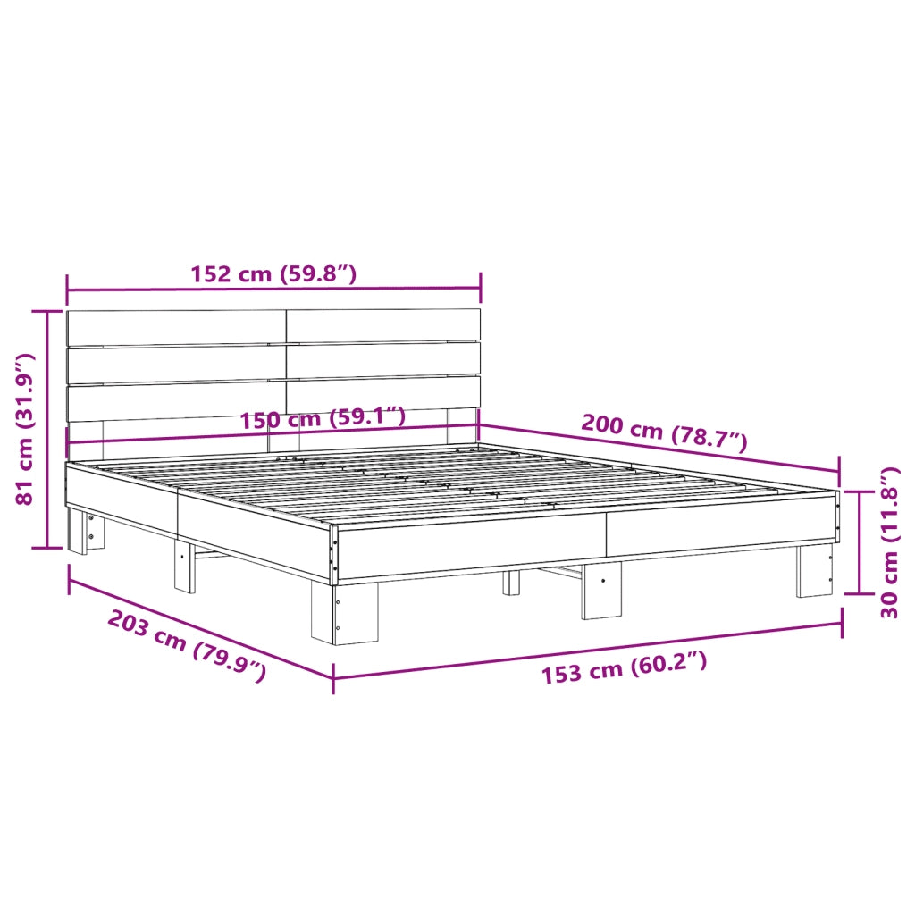 Giroletto Grigio Sonoma 150x200 cm in Legno Multistrato Metallo