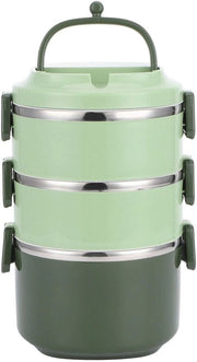 Lunchbox in Acciaio Inossidabile - Pieghevole - Contenitore di Cibo - Impermeabile - 3 Strati - Chiusura con Cerniera in Plastica