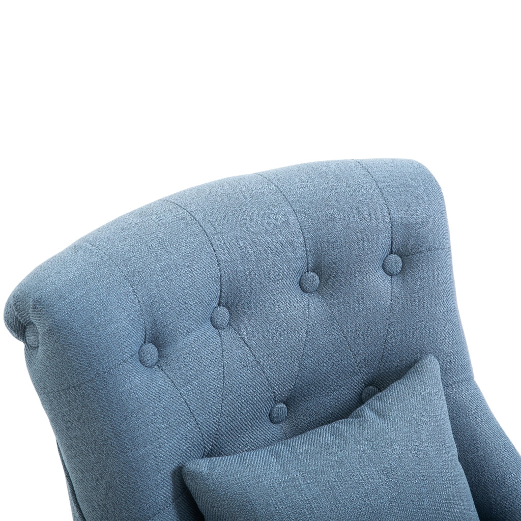Poltrona Relax con Schienale e Cuscino ¨C Zephmum ¨C Blu, Legno, 88x102x95
