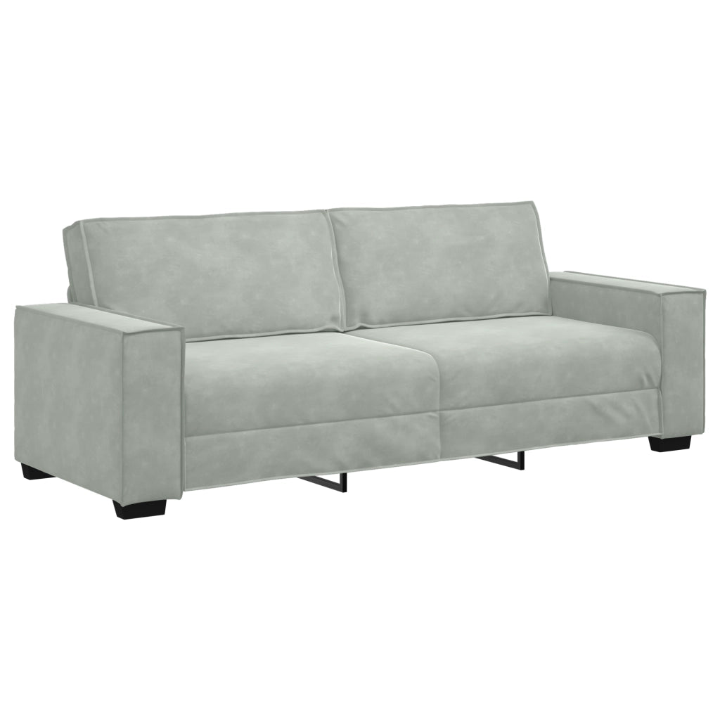 Set Divano 3 Pezzi con Cuscini in Velluto Grigio Chiaro